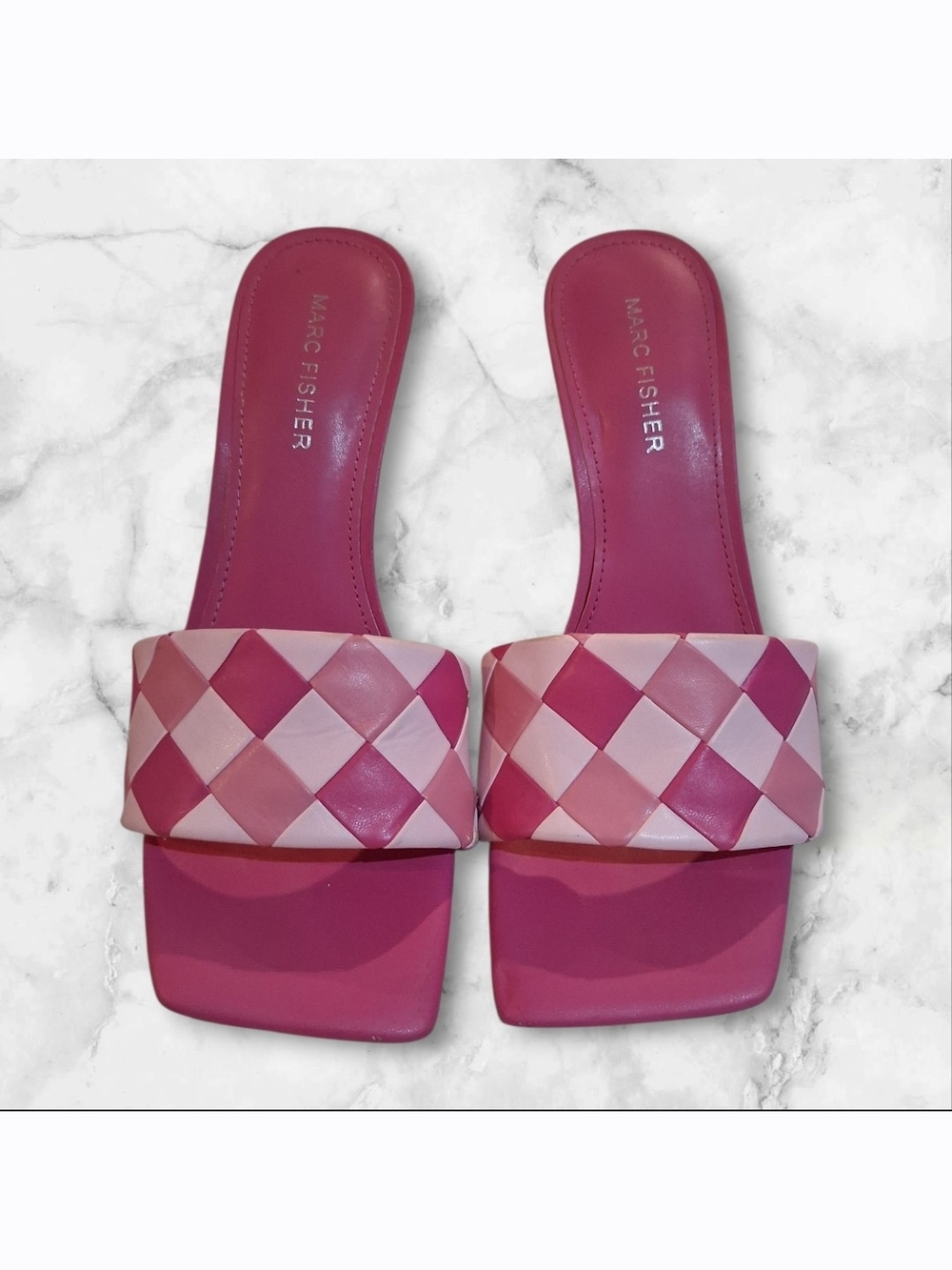 Marc Fisher Pink Multi-Tone Woven Slide Mules